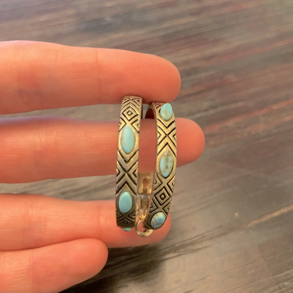 Mixed Metal Turquoise Hoop Earrings